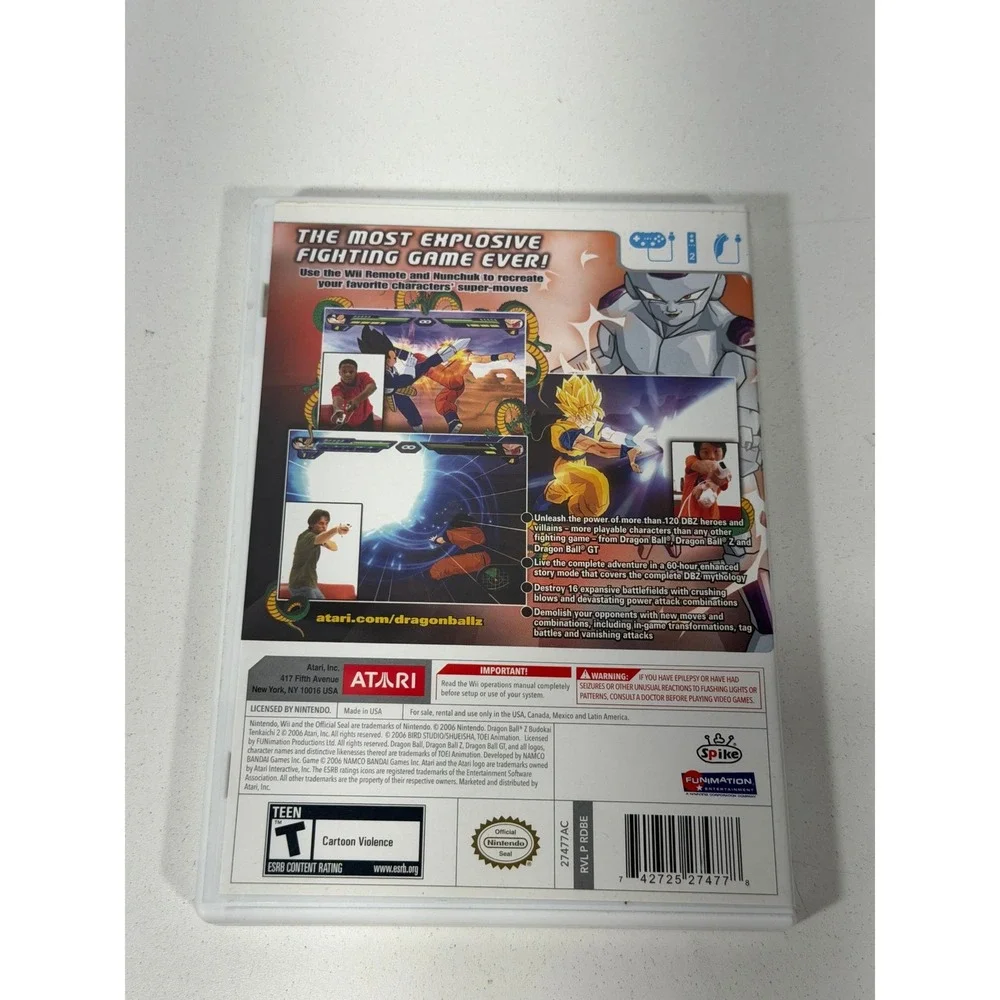 Dragon Ball‎ Z Budokai Tenkaichi 2 Nintendo Wii Game Complete CIB Atari Spike
